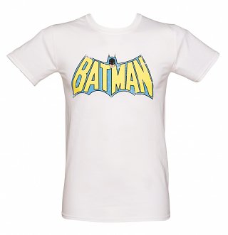 Men's White Batman Winged Logo DC Comics T-Shirt Men's White Batman Winged Logo DC Comics T-Shirt