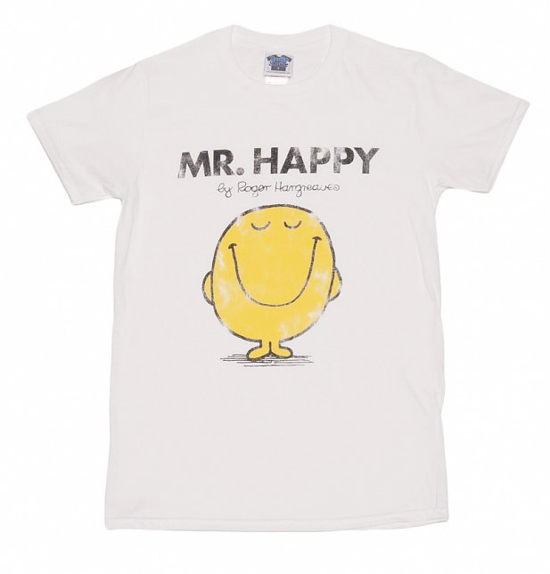 Men's White Mr Happy Mr Men T-Shirt Men's White Mr Happy Mr Men T-Shirt