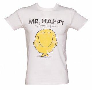 Men's White Mr Happy Mr Men T-Shirt Men's White Mr Happy Mr Men T-Shirt