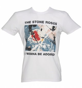 Men's White Stone Roses Wanna Be Adored T-Shirt from Amplified Men's White Stone Roses Wanna Be Adored T-Shirt from Amplified