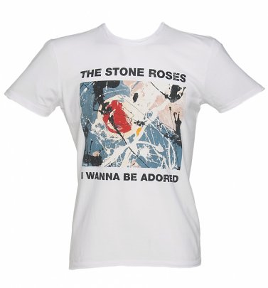 Men's White Stone Roses Wanna Be Adored T-Shirt from Amplified Men's White Stone Roses Wanna Be Adored T-Shirt from Amplified