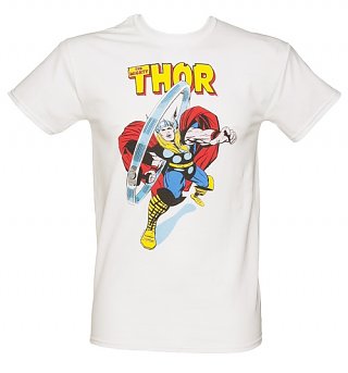 Men's White The Mighty Thor Marvel T-Shirt Men's White The Mighty Thor Marvel T-Shirt