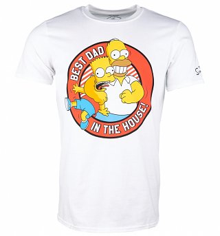 Men's White The Simpsons Best Dad In The House T-Shirt Men's White The Simpsons Best Dad In The House T-Shirt