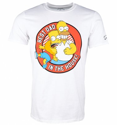 Men's White The Simpsons Best Dad In The House T-Shirt Men's White The Simpsons Best Dad In The House T-Shirt