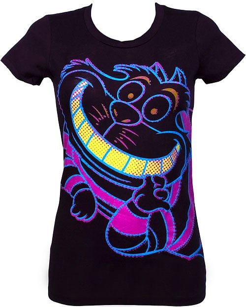 Women S Neon Cheshire Cat Alice In Wonderland T Shirt From