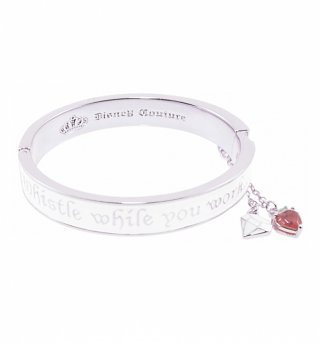 Platinum Plated White Enamel Whistle While You Work Snow White Bangle from Disney Couture Platinum Plated White Enamel Whistle While You Work Snow White Bangle from Disney Couture