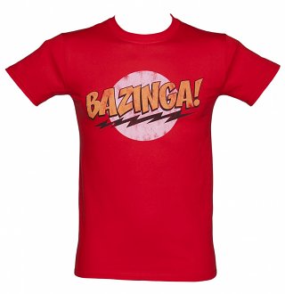 Red Men's Big Bang Theory Bazinga T-Shirt Red Men's Big Bang Theory Bazinga T-Shirt
