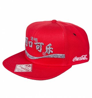 Red Snap Back Japanese Logo Coca-Cola Baseball Cap Red Snap Back Japanese Logo Coca-Cola Baseball Cap