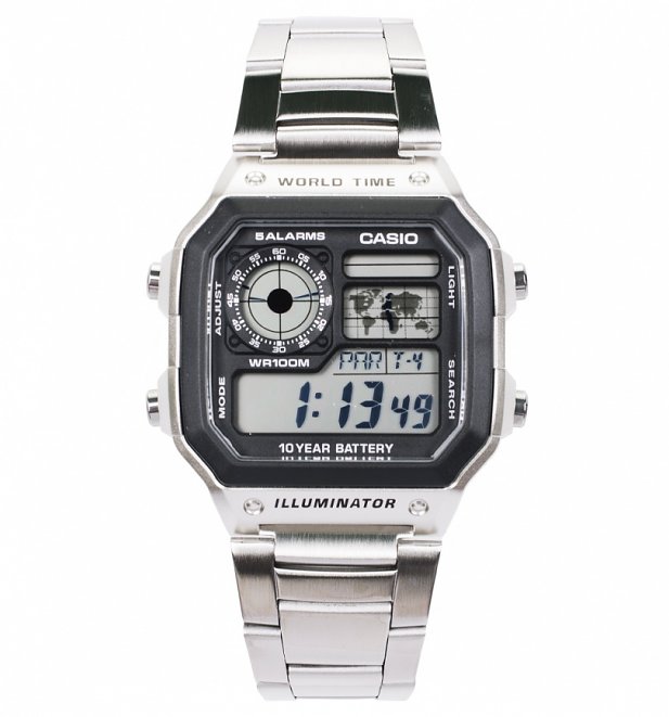 Silver World Time Classic Watch AE-1200WHD-1AVEF from Casio