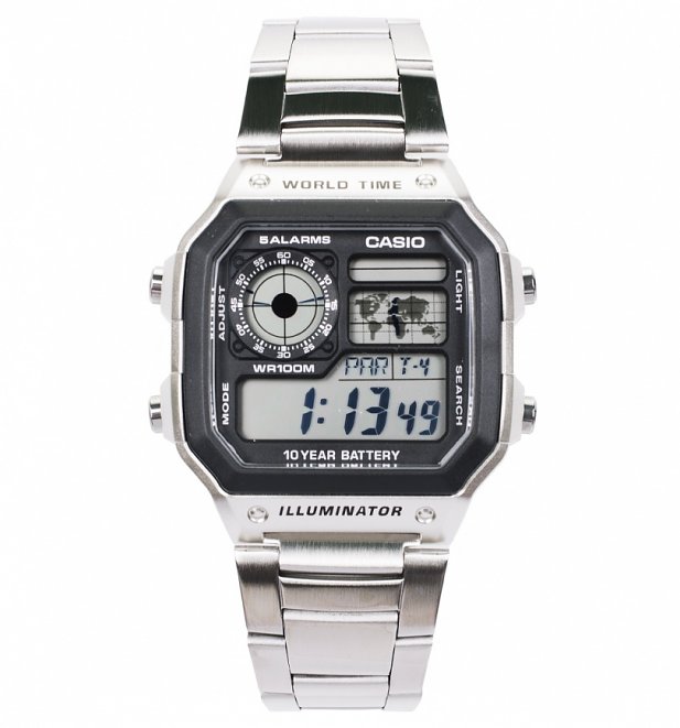 Silver World Time Classic Watch AE1200WHD1AVEF from Casio