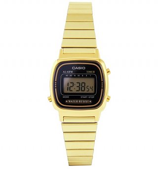Slimline Gold and Black Watch LA-670WEGA-1EF from Casio Slimline Gold and Black Watch LA-670WEGA-1EF from Casio
