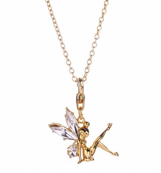 14Kt Gold Plated And Crystal Tinker Bell Charm And Necklace from Disney Couture 14Kt Gold Plated And Crystal Tinker Bell Charm And Necklace from Disney Couture