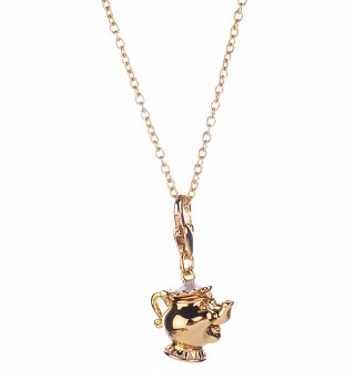 14Kt Gold Plated Beauty And The Beast Mrs Potts Charm And Necklace from Disney Couture 14Kt Gold Plated Beauty And The Beast Mrs Potts Charm And Necklace from Disney Couture