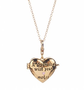 14Kt Gold Plated Cinderella Dream Is A Wish Your Heart Makes Locket Charm And Necklace from Disney Couture 14Kt Gold Plated Cinderella Dream Is A Wish Your Heart Makes Locket Charm And Necklace from Disney Couture