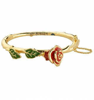 14kt Gold Plated Beauty & The Beast Enchanted Red Rose Bangle from Disney Couture 14kt Gold Plated Beauty & The Beast Enchanted Red Rose Bangle from Disney Couture