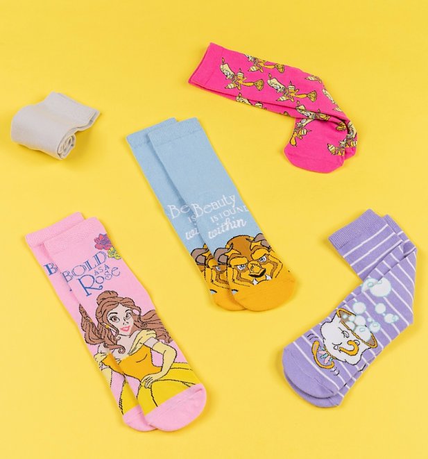 5pk Beauty and the Beast Socks