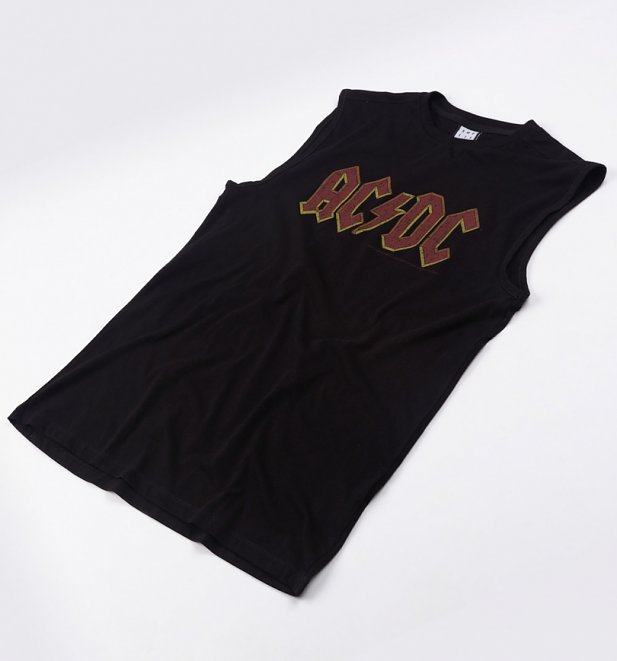 Black AC/DC Logo Sleeveless T-Shirt from Amplified Black AC/DC Logo Sleeveless T-Shirt from Amplified
