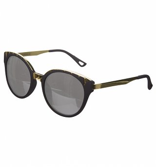 Black And Gold Retro Oversized Sunglasses from Jeepers Peepers Black And Gold Retro Oversized Sunglasses from Jeepers Peepers