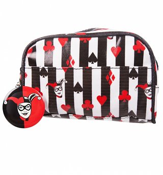 Black And White Stripe DC Comics Harley Quinn Make Up Bag Black And White Stripe DC Comics Harley Quinn Make Up Bag