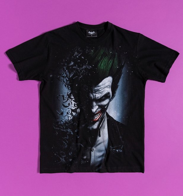 Black DC Comics Arkham Origins Joker T-Shirt with Back Print Black DC Comics Arkham Origins Joker T-Shirt with Back Print
