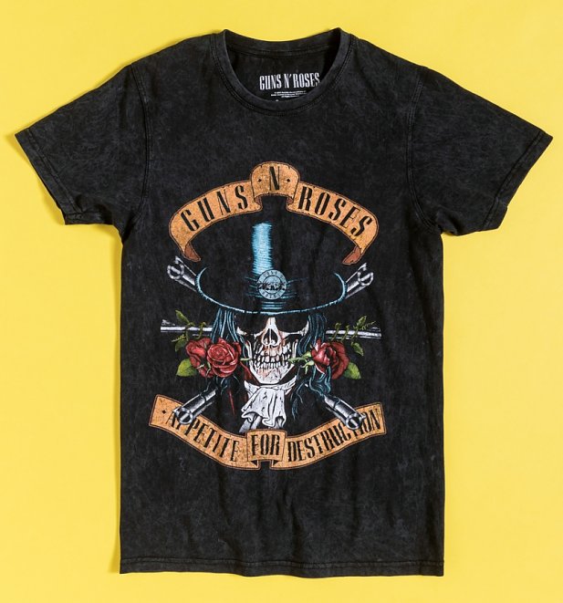 Guns N Roses Mineral Wash Black T-Shirt