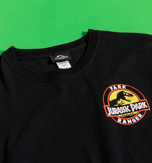 Black Jurassic Park Ranger T-Shirt with Back Print