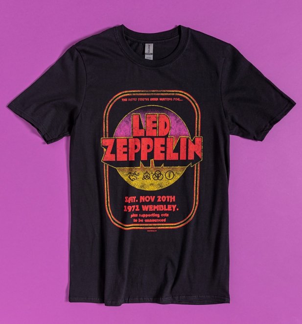 Black Led Zeppelin 1971 Wembley Tour T-Shirt