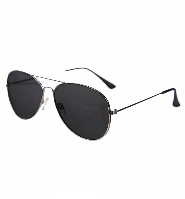 Black Lens Silver Frame Polarised Aviator Sunglasses Black Lens Silver Frame Polarised Aviator Sunglasses