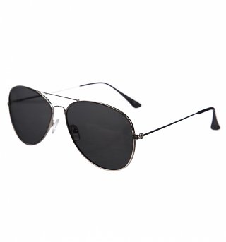 Black Lens Silver Frame Polarised Aviator Sunglasses Black Lens Silver Frame Polarised Aviator Sunglasses