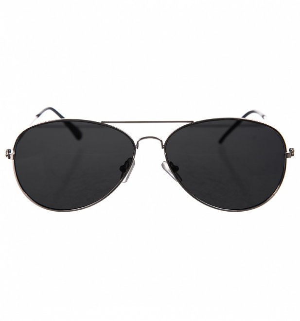 Black Lens Silver Frame Polarised Aviator Sunglasses Black Lens Silver Frame Polarised Aviator Sunglasses