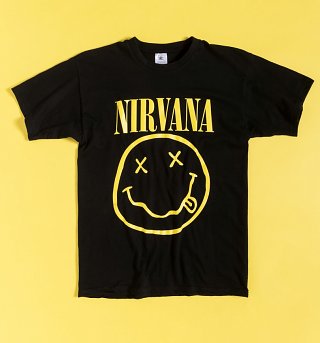 Nirvana Happy Face Black T-Shirt Nirvana Happy Face Black T-Shirt