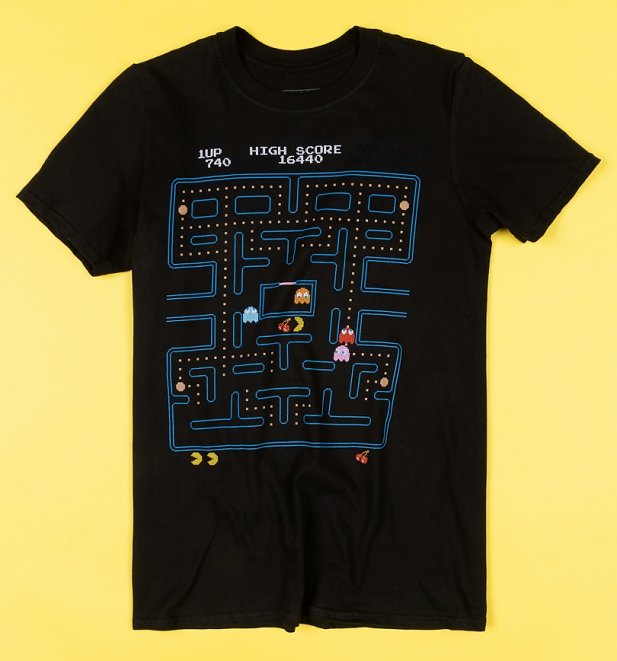 Black Pac-Man Retro Arcade Screen T-Shirt