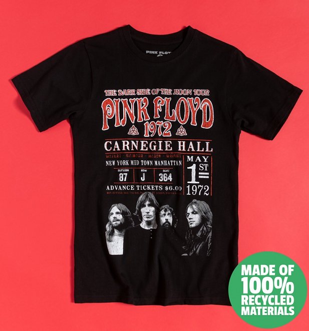 Black Pink Floyd Carnegie Hall '72 Recycled Eco T-Shirt