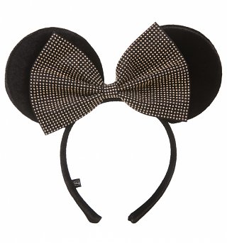 Black Plush And Studded Bow Disney Minnie Mouse Ears Headband Black Plush And Studded Bow Disney Minnie Mouse Ears Headband