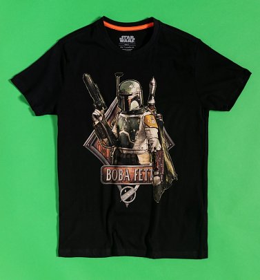 Black Star Wars Boba Fett Bounty Hunter T-Shirt