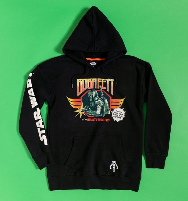 Black Star Wars Boba Fett The Legend Hoodie with Sleeve and Back Print