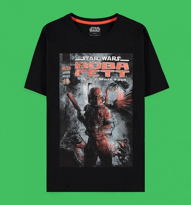 Black Star Wars Boba Fett The Legend T-Shirt with Back Print Black Star Wars Boba Fett The Legend T-Shirt with Back Print