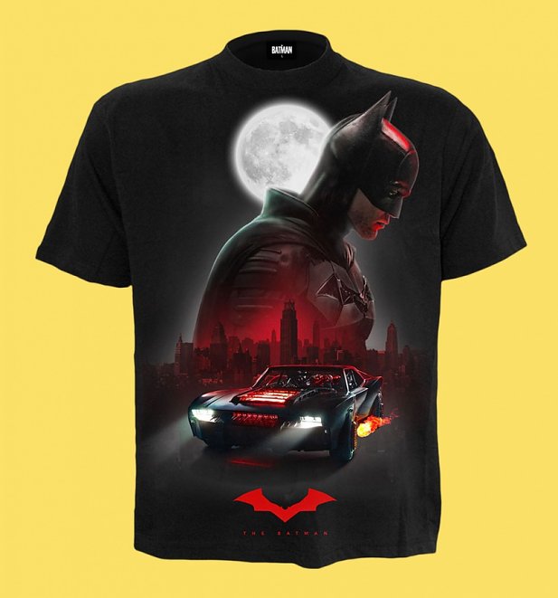 Black The Batman Batmobile T-Shirt with Back Print