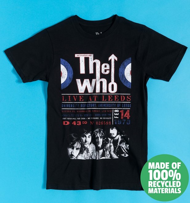 Black The Who Live At Leeds '70 Recycled Eco T-Shirt