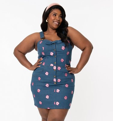 Care Bears Cheer Bear Denim Dungaree Dress from Unique Vintage