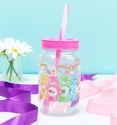 Care Bears Mason Jar With Straw Care Bears Mason Jar With Straw