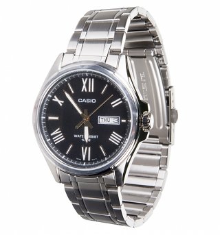 Casio Collection Silver Analogue Black Dial Watch MTP-1377D-1AVEF Casio Collection Silver Analogue Black Dial Watch MTP-1377D-1AVEF