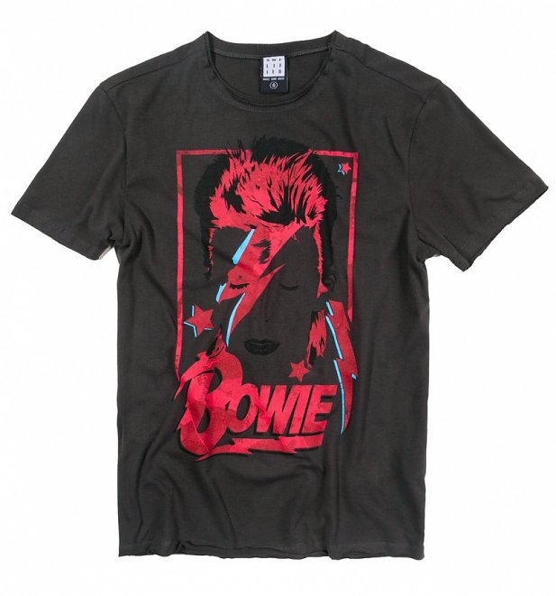 Charcoal Aladdin Sane Anniversary David Bowie T-Shirt from Amplified Charcoal Aladdin Sane Anniversary David Bowie T-Shirt from Amplified