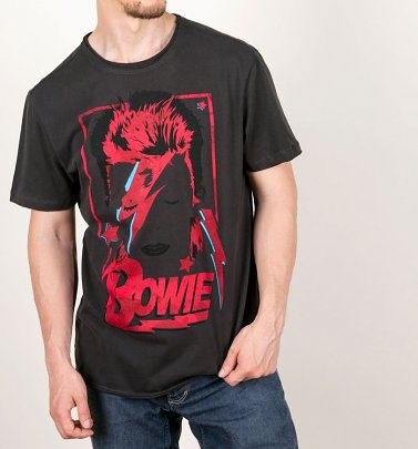 Charcoal Aladdin Sane Anniversary David Bowie T-Shirt from Amplified Charcoal Aladdin Sane Anniversary David Bowie T-Shirt from Amplified