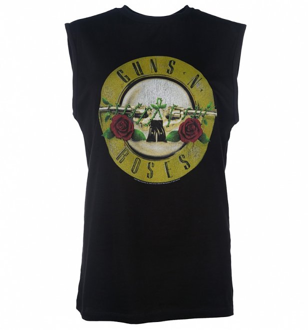 Black Guns N' Roses Drum Logo Sleeveless T-Shirt from Amplified Black Guns N' Roses Drum Logo Sleeveless T-Shirt from Amplified