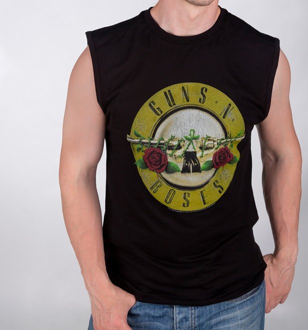 Black Guns N' Roses Drum Logo Sleeveless T-Shirt from Amplified Black Guns N' Roses Drum Logo Sleeveless T-Shirt from Amplified