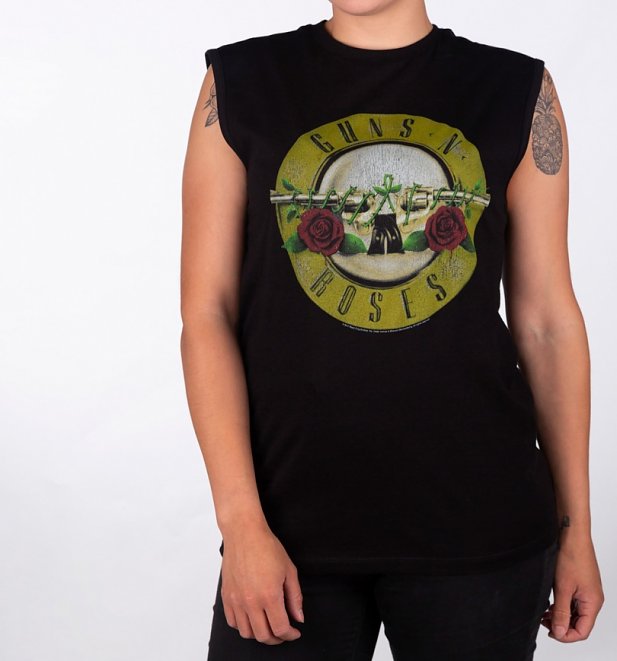 Black Guns N' Roses Drum Logo Sleeveless T-Shirt from Amplified Black Guns N' Roses Drum Logo Sleeveless T-Shirt from Amplified