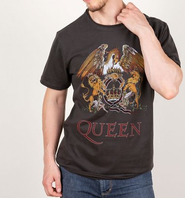 Charcoal Queen Royal Crest T-Shirt from Amplified Charcoal Queen Royal Crest T-Shirt from Amplified