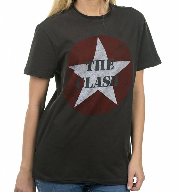 Charcoal The Clash Star Logo T-Shirt from Amplified Charcoal The Clash Star Logo T-Shirt from Amplified