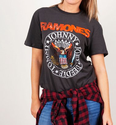 Charcoal The Ramones Vintage Seal T-Shirt from Amplified Charcoal The Ramones Vintage Seal T-Shirt from Amplified
